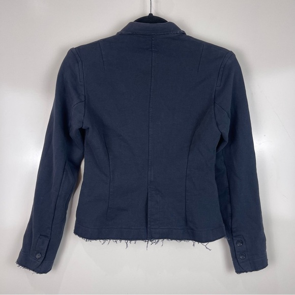 Vintage Adidas Logo Crest Blazer Jacket Navy Blue Women's Size Small Distressed - Picture 2 of 10